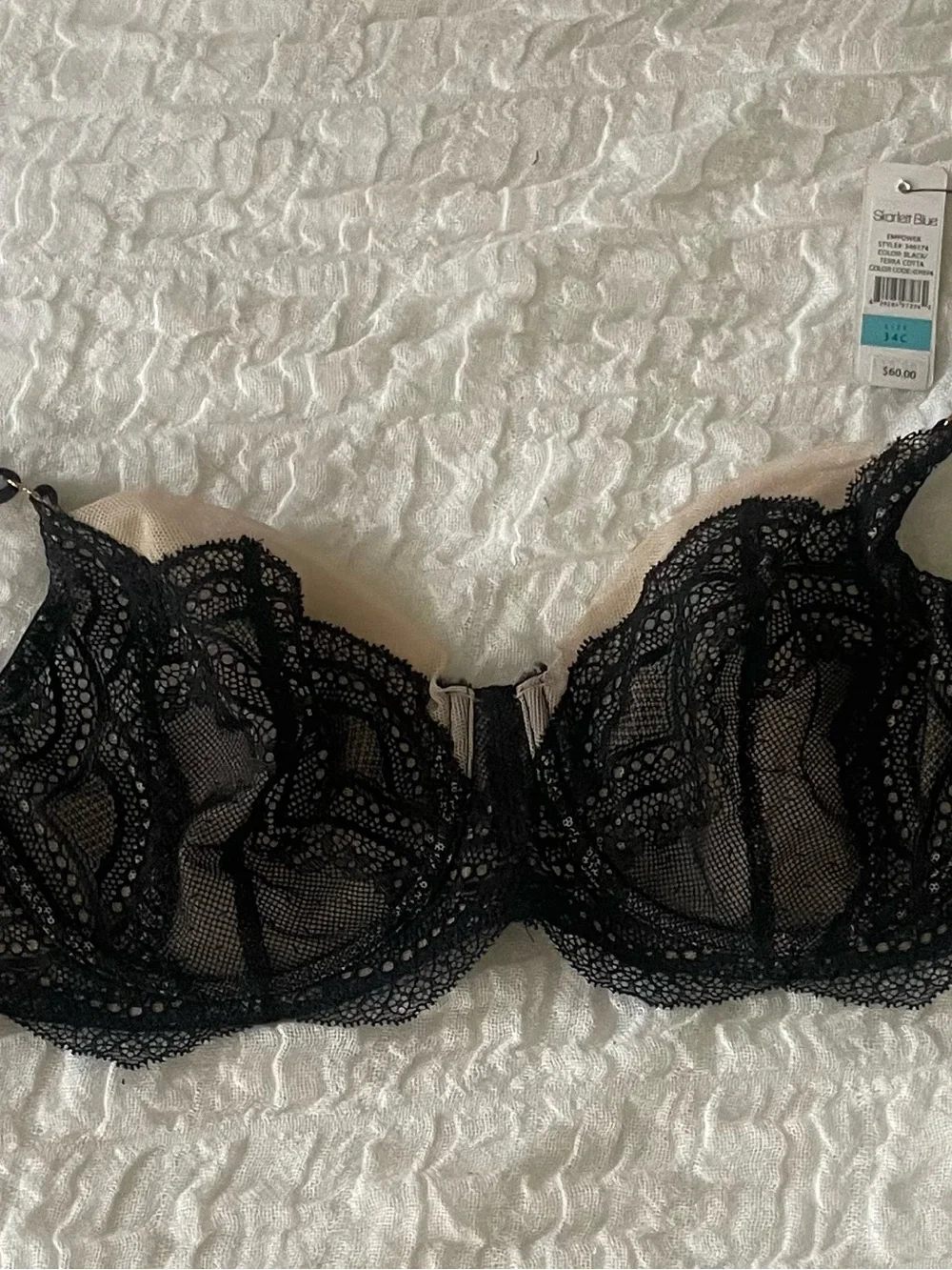 Skarlett Blue Black Lace Bra with Nude Lining